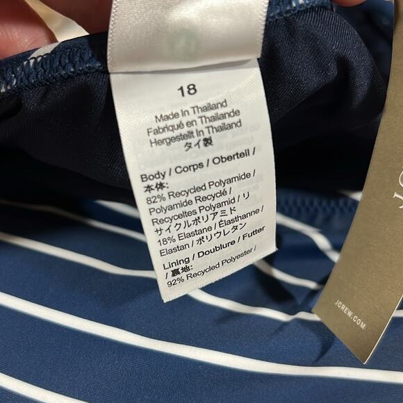 🆕 J. Crew Navy Shoulder One Piece Bikini Swimsuit Stripe Nautical 18 FAV NWT - Picture 13 of 16